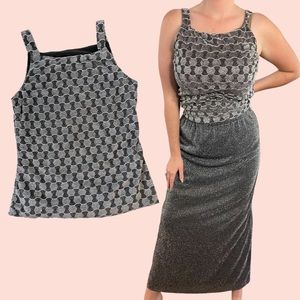 Vintage 90s Metallic Maxi Skirt and Tank Matching Set